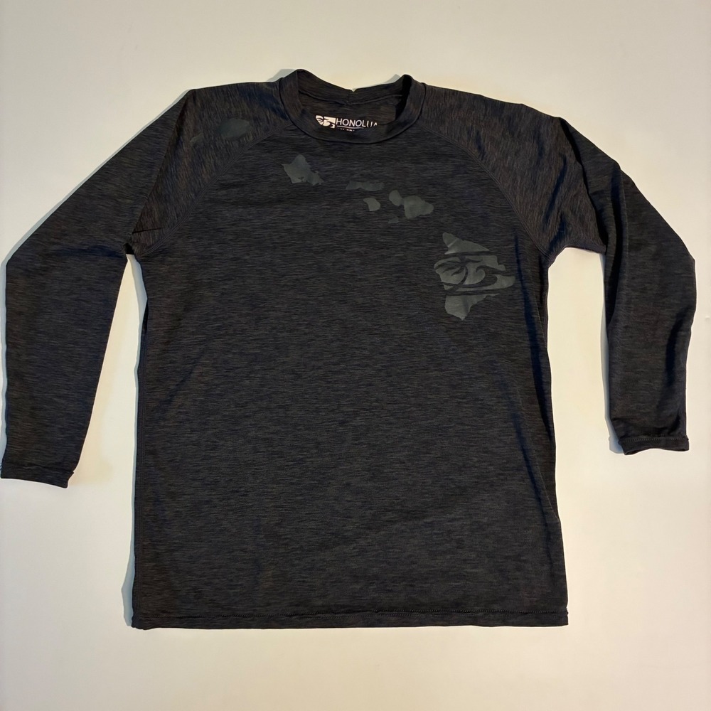 Honolua Surf Co Kids Size Large Rash Guard Gray Long Sleeve SPF 20 Hawaii